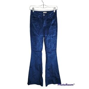 L'agence Sophie High Rise Flare Royal Blue Velvet Women's Pants Size 25 NWT